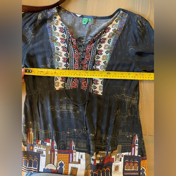 FARM Rio Black Dress with Multicolor City Print Size Small - Picture 5 of 9